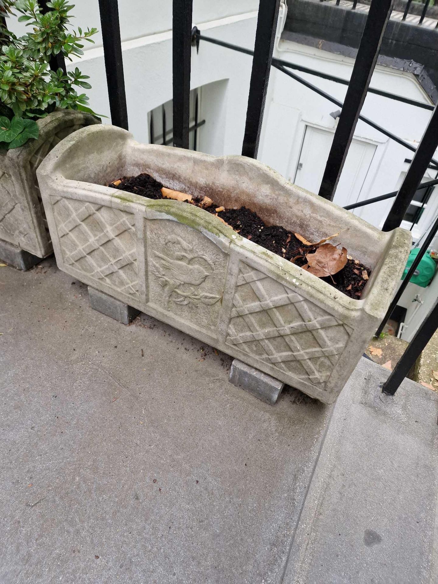 2 X Sandstone Carved Trough/Planters Intricately Carved With Bird Decoration 61 X 24 X 33cm