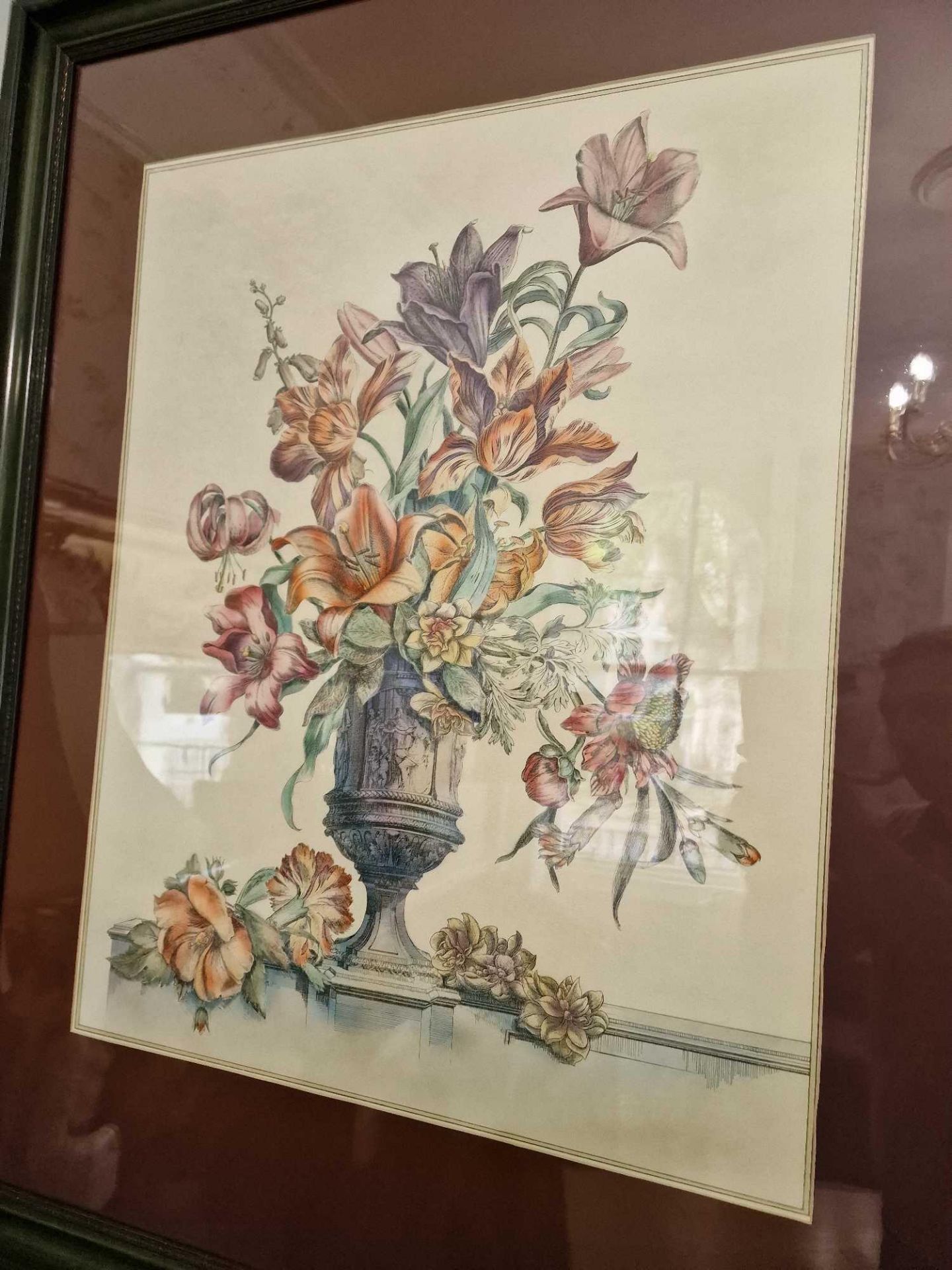 A Framed Robert Furber Style Print In Dark Wood Glazed Frame With Metal Chain Hanger 85 X 107cm - Bild 3 aus 5