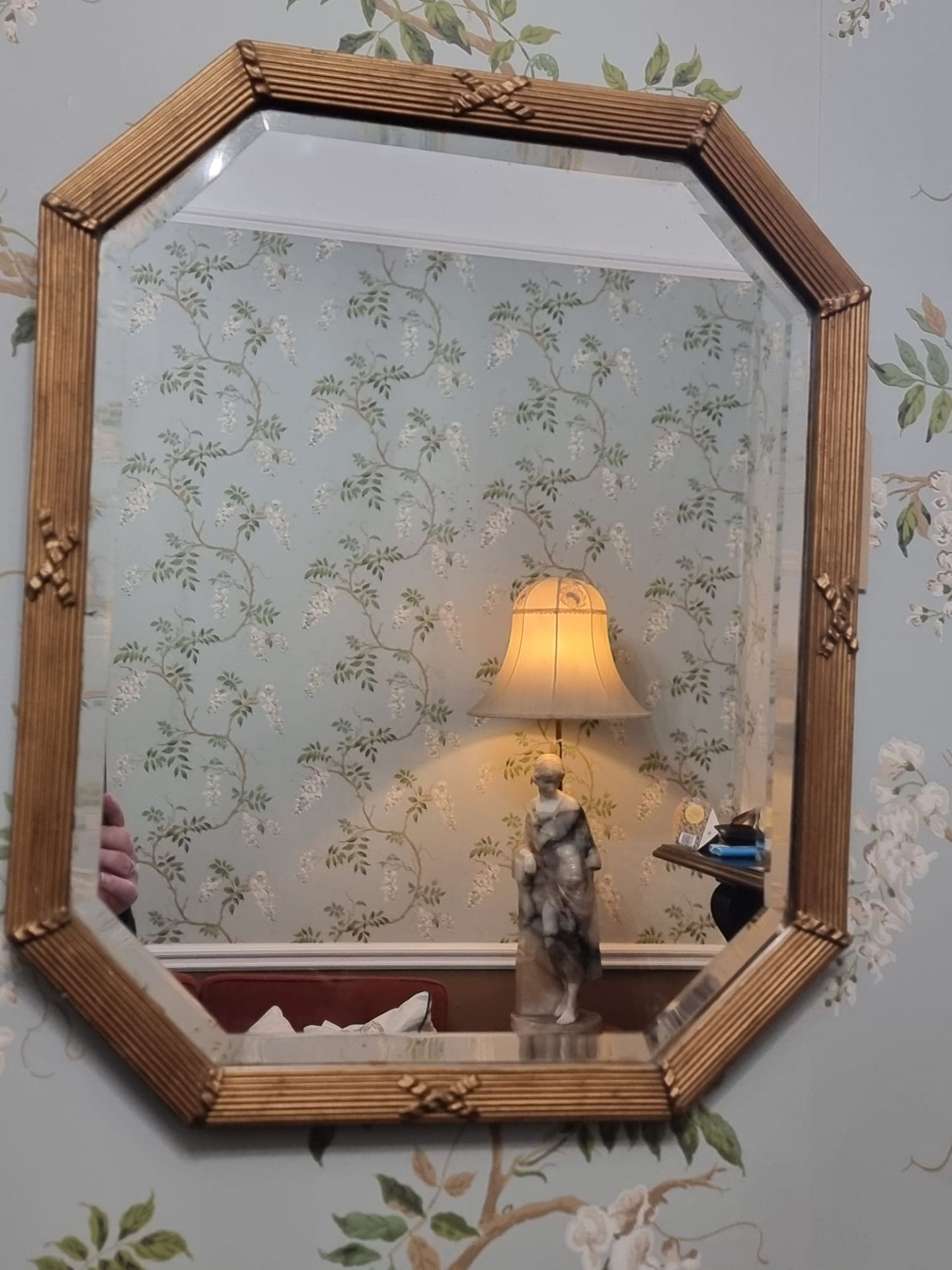 A Victorian Bevelled Frame Gold Metal Framed Accent Mirror The Panel Decorative Frame Fluted With - Image 2 of 3