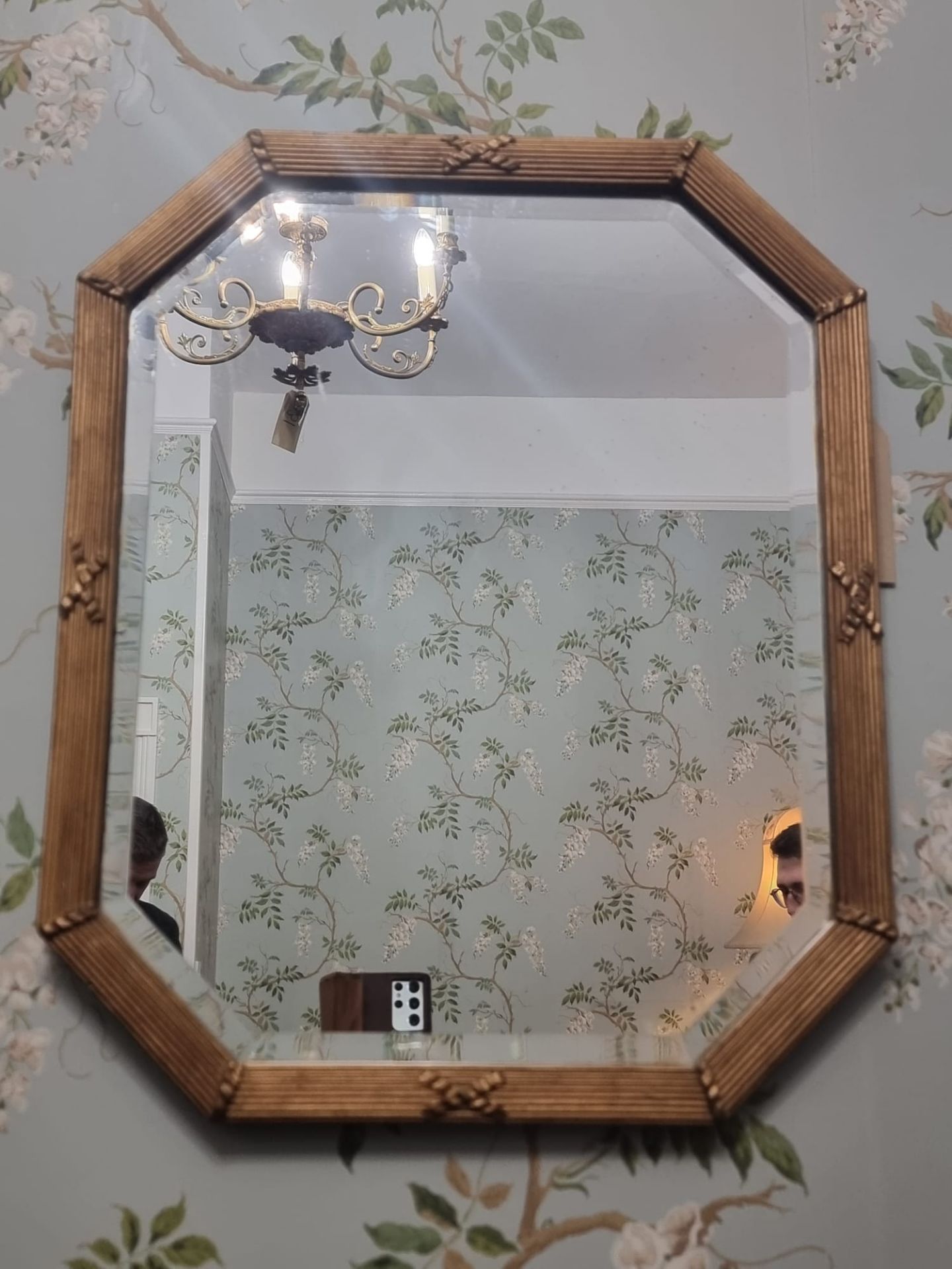 A Victorian Bevelled Frame Gold Metal Framed Accent Mirror The Panel Decorative Frame Fluted With