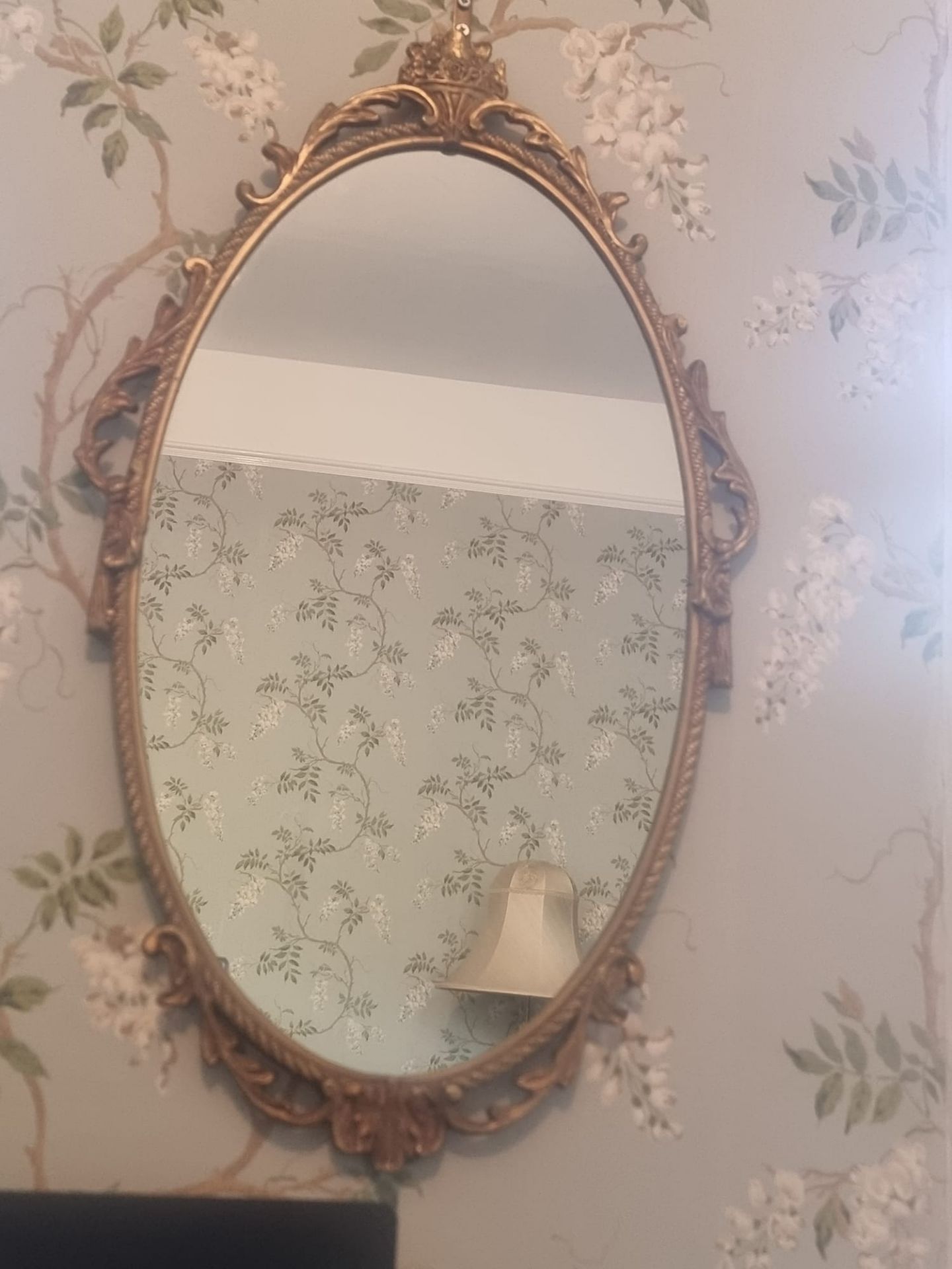 Victorian Brass Oval Framed Accent Mirror A Fine Cast Mirror With Decorative Acanthus Leaf And - Image 4 of 5