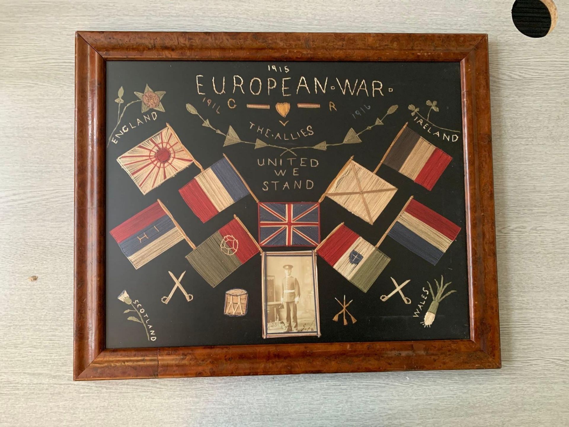 Needlework Wall Art A Handmade Piece Nicely Executed Titled European War The Allies United We - Image 6 of 8