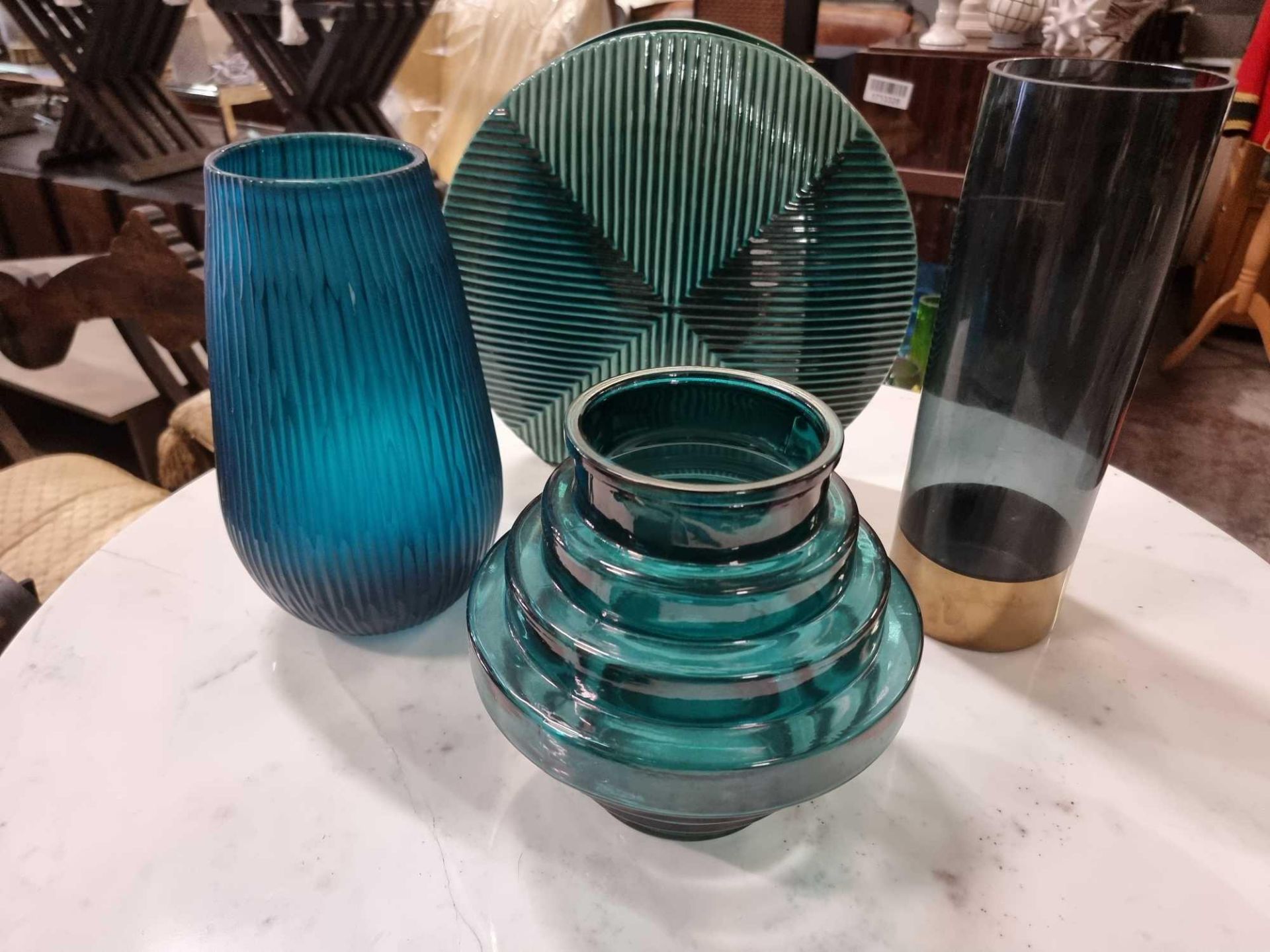 4 x Various Coloured Glass Decorative Vases