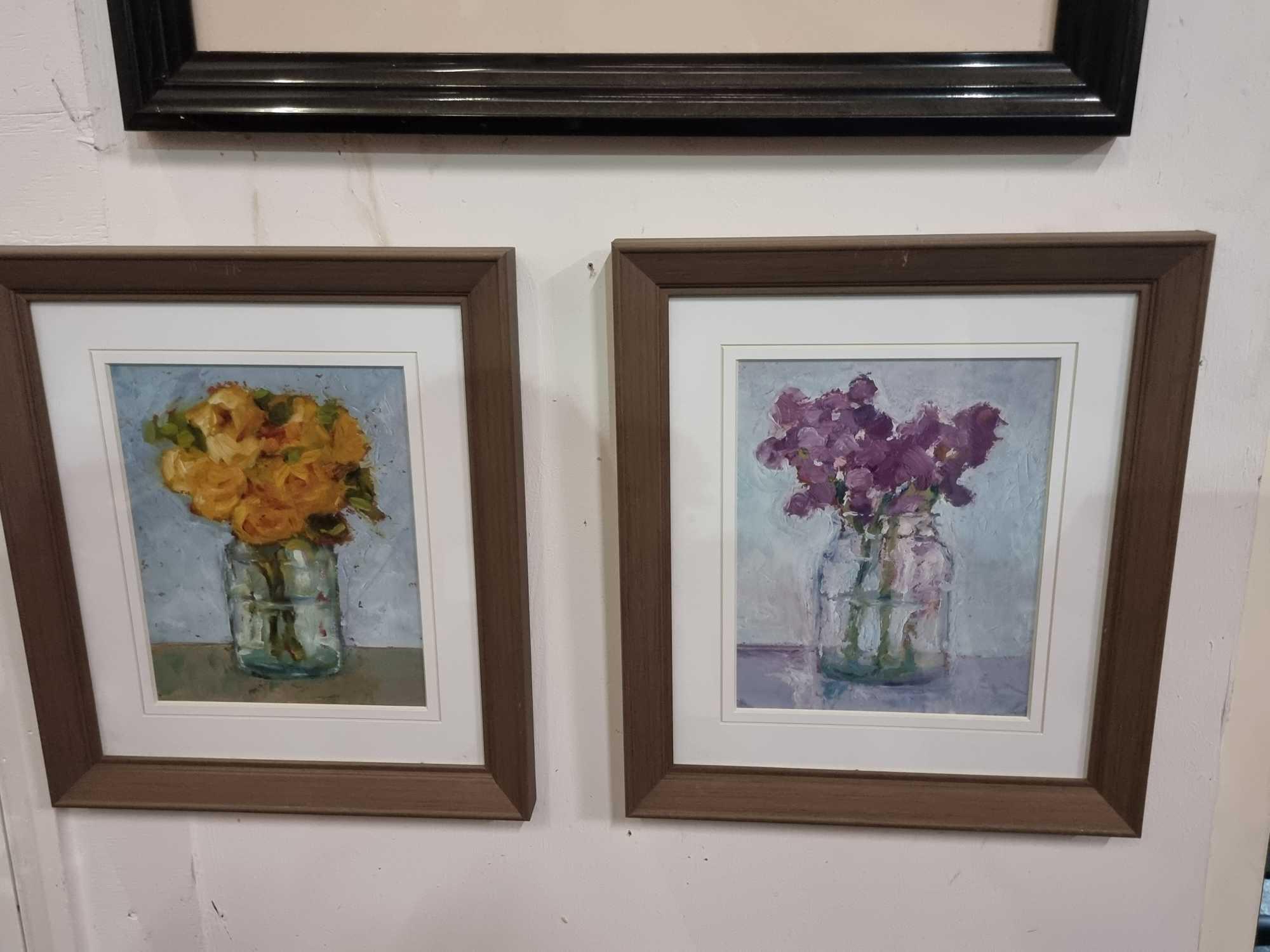 A Set Of Two Prints Depicting Still Life Watercolour Paintings Of Flowers In A Glass Jar In Modern - Image 2 of 4