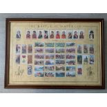 Framed Set Of Wills Cigarette Cards For The Battle Of Waterloo In Timber Frame 70 x 49cm