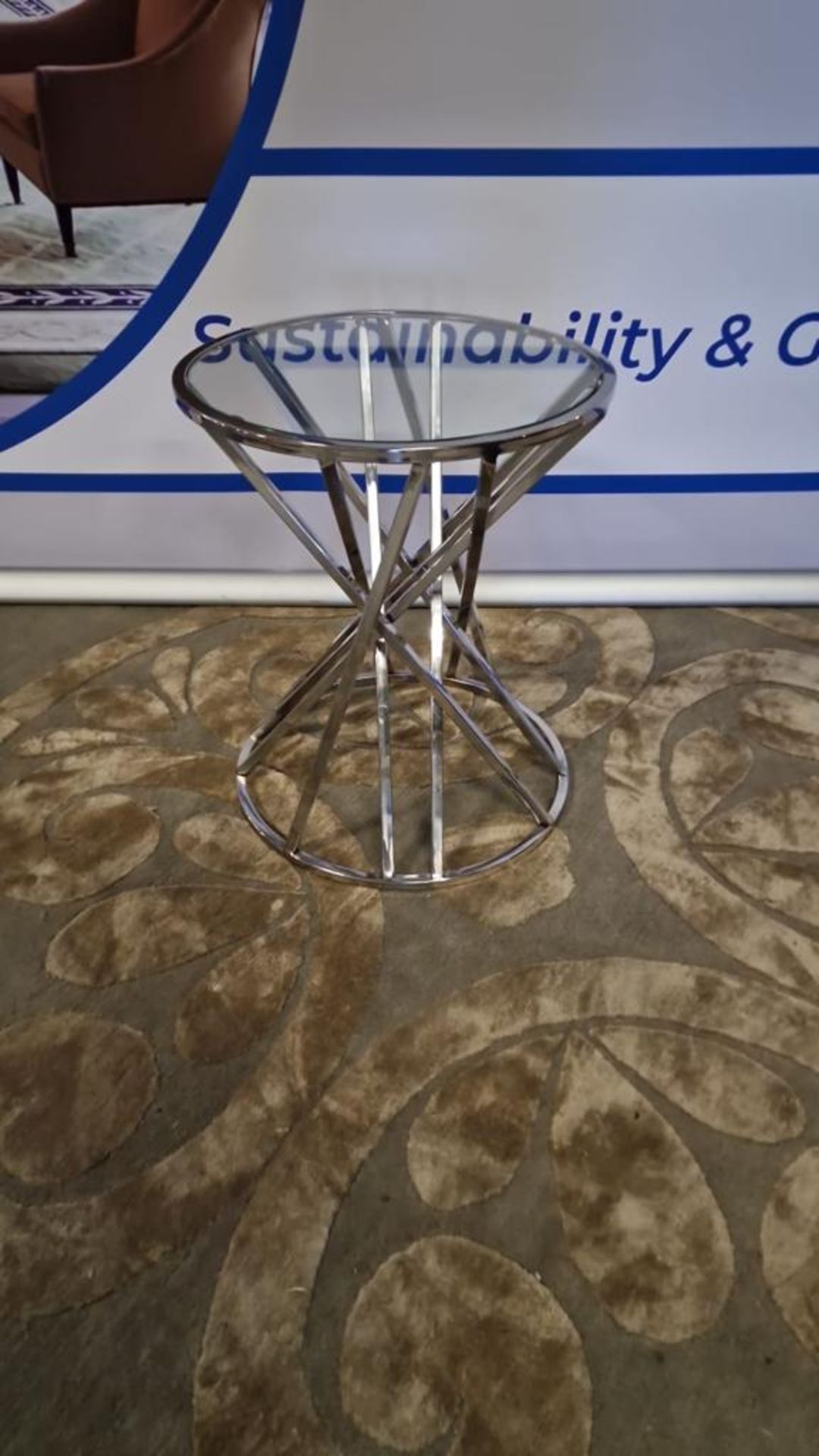 Stainless Steel End Table Stylishly Designed Stainless Steel Frame And A Sleek Tempered Glass - Image 2 of 2