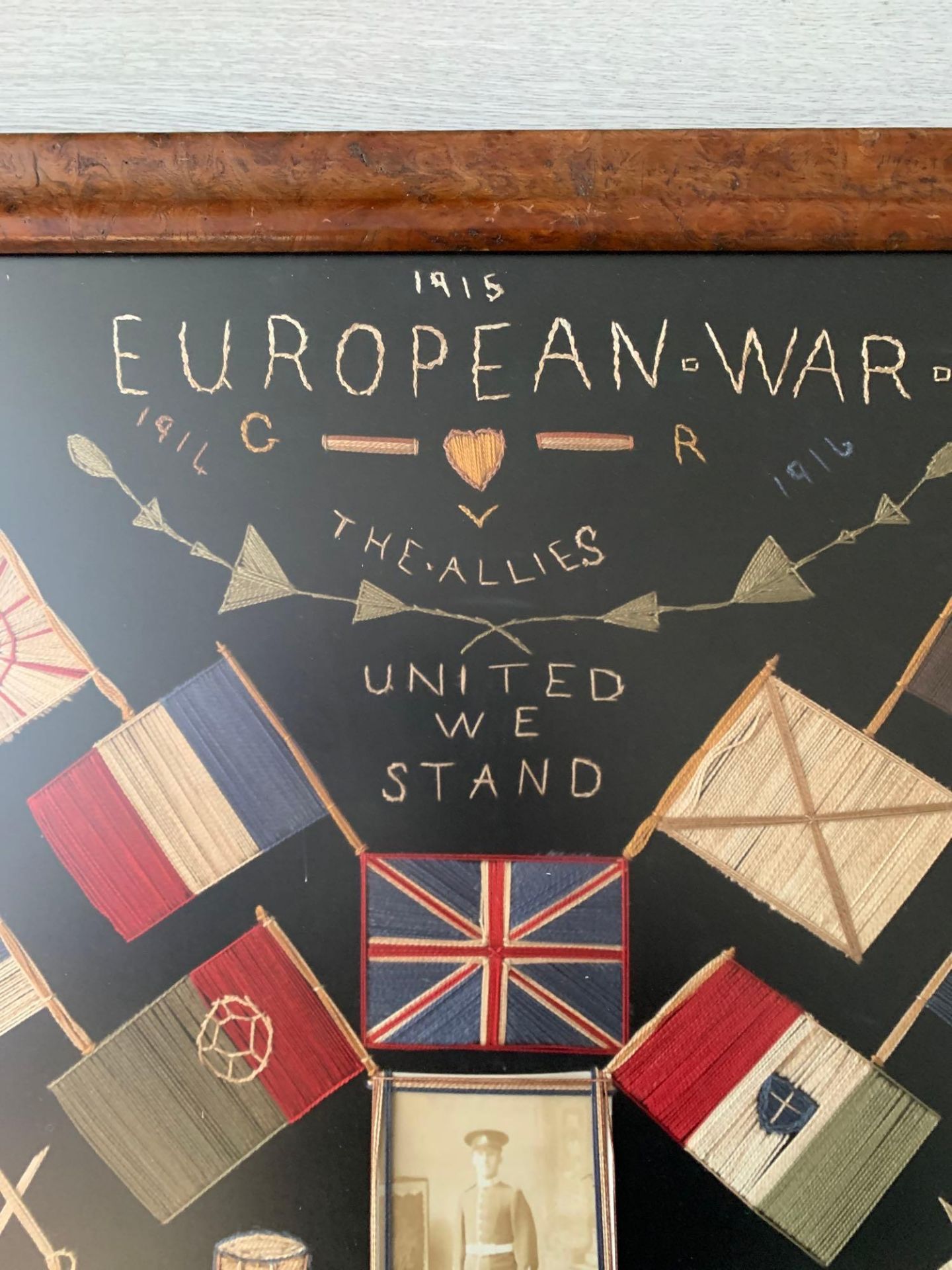 Needlework Wall Art A Handmade Piece Nicely Executed Titled European War The Allies United We - Image 3 of 8