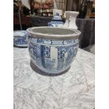 Chinoiserie Blue And White Fishbowl JardiniÃƒÂ¨re Elaborately Decorated With Figures And