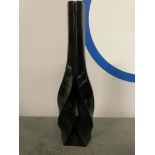 Black Glass Candle Holder 30cm High ( CP1274)
