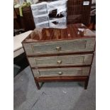 Macassar Ebony Three Drawer Bedside Cabinet With Shagreen Drawer Facias A Well Constructed Cabinet