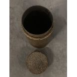 Bronze Cylindrical Metal Hammer Pot With Lid 35cm A Unique Piece, Constructed From Metal With An