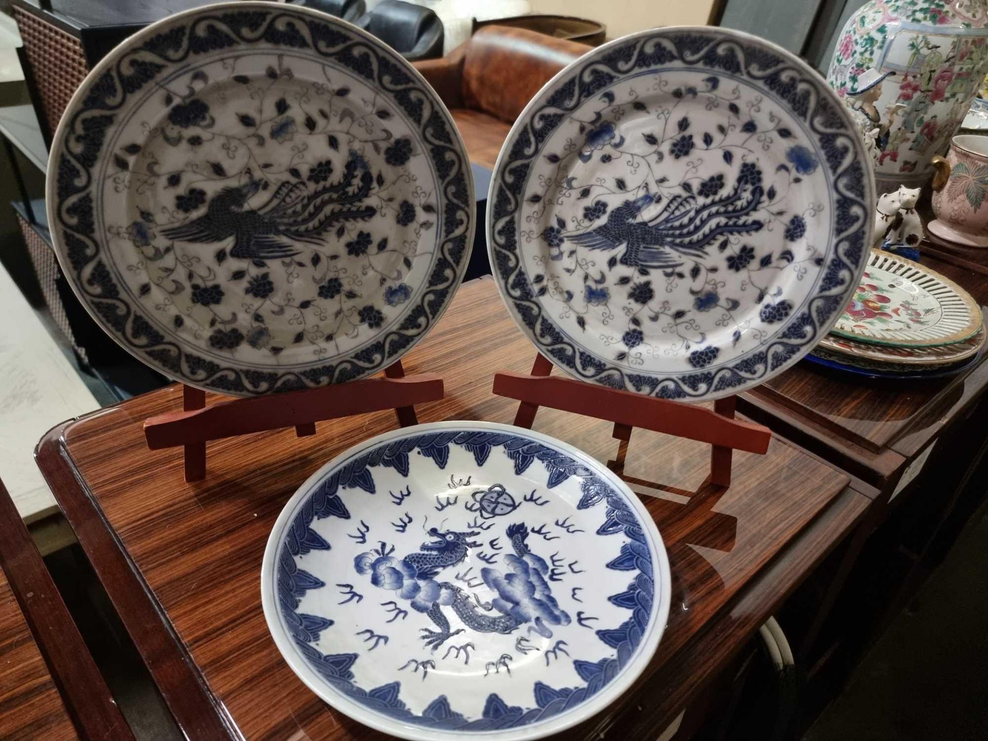 3 x Decorative Plates 26cm Chinese Impressed Mark On Base