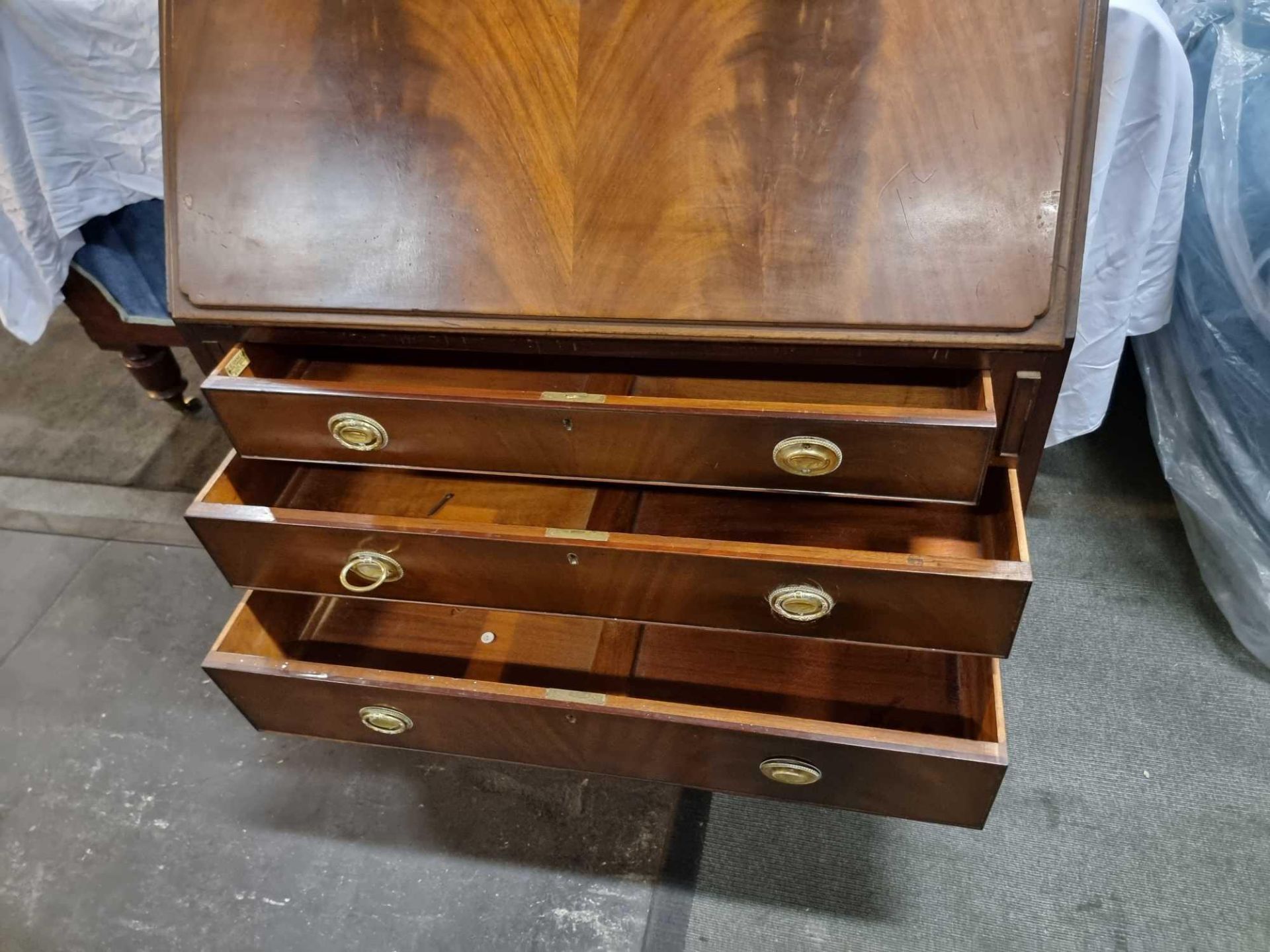 Mahogany Secretaire Bookcase By P E Gane Ltd, 1909-1954, Bristol, Furnishers Surmounted By Double - Image 10 of 15