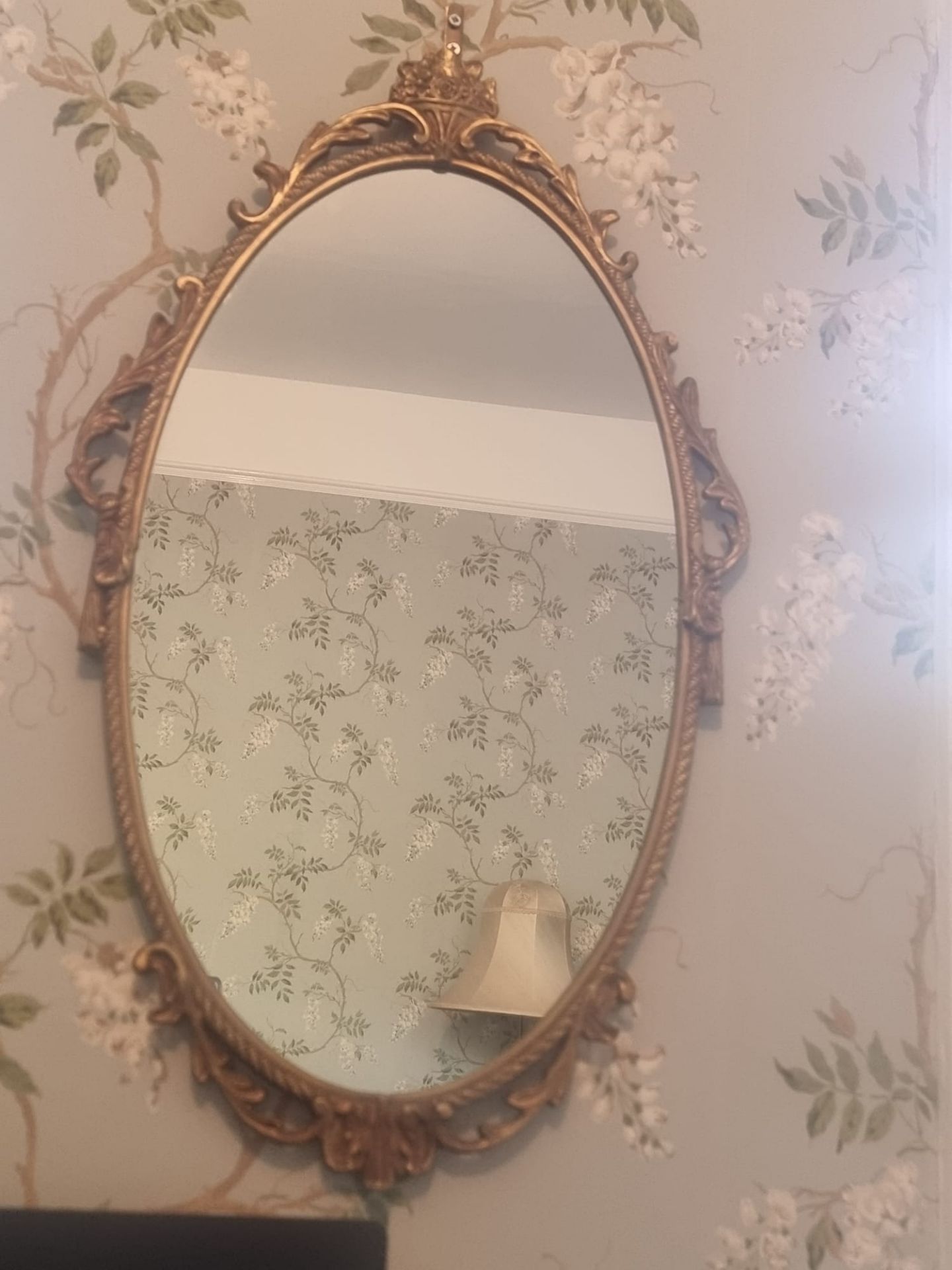 Victorian Brass Oval Framed Accent Mirror A Fine Cast Mirror With Decorative Acanthus Leaf And