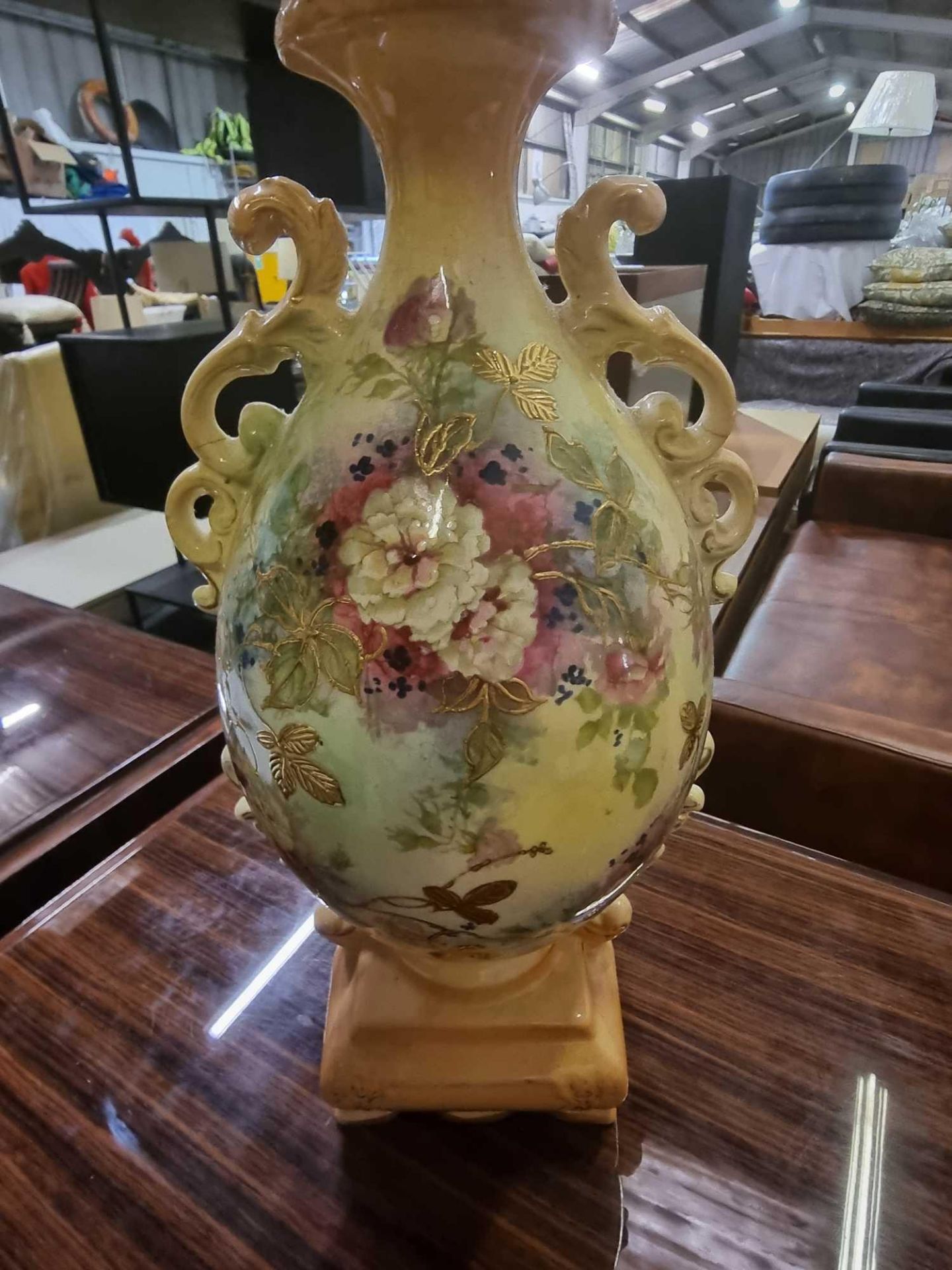 Ceramic Hand Painted Floral Vase 39cm - Image 5 of 7
