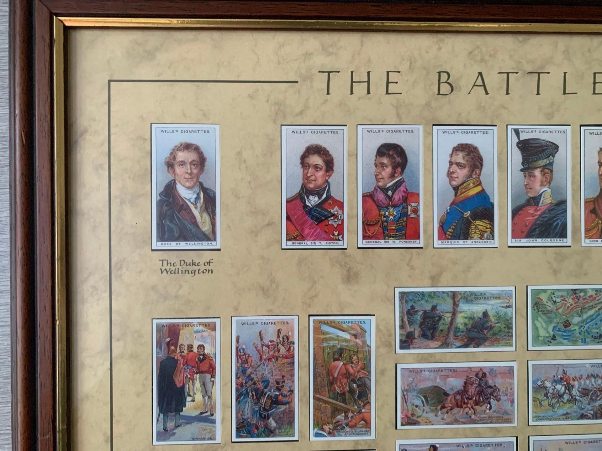 Framed Set Of Wills Cigarette Cards For The Battle Of Waterloo In Timber Frame 70 x 49cm - Bild 4 aus 11