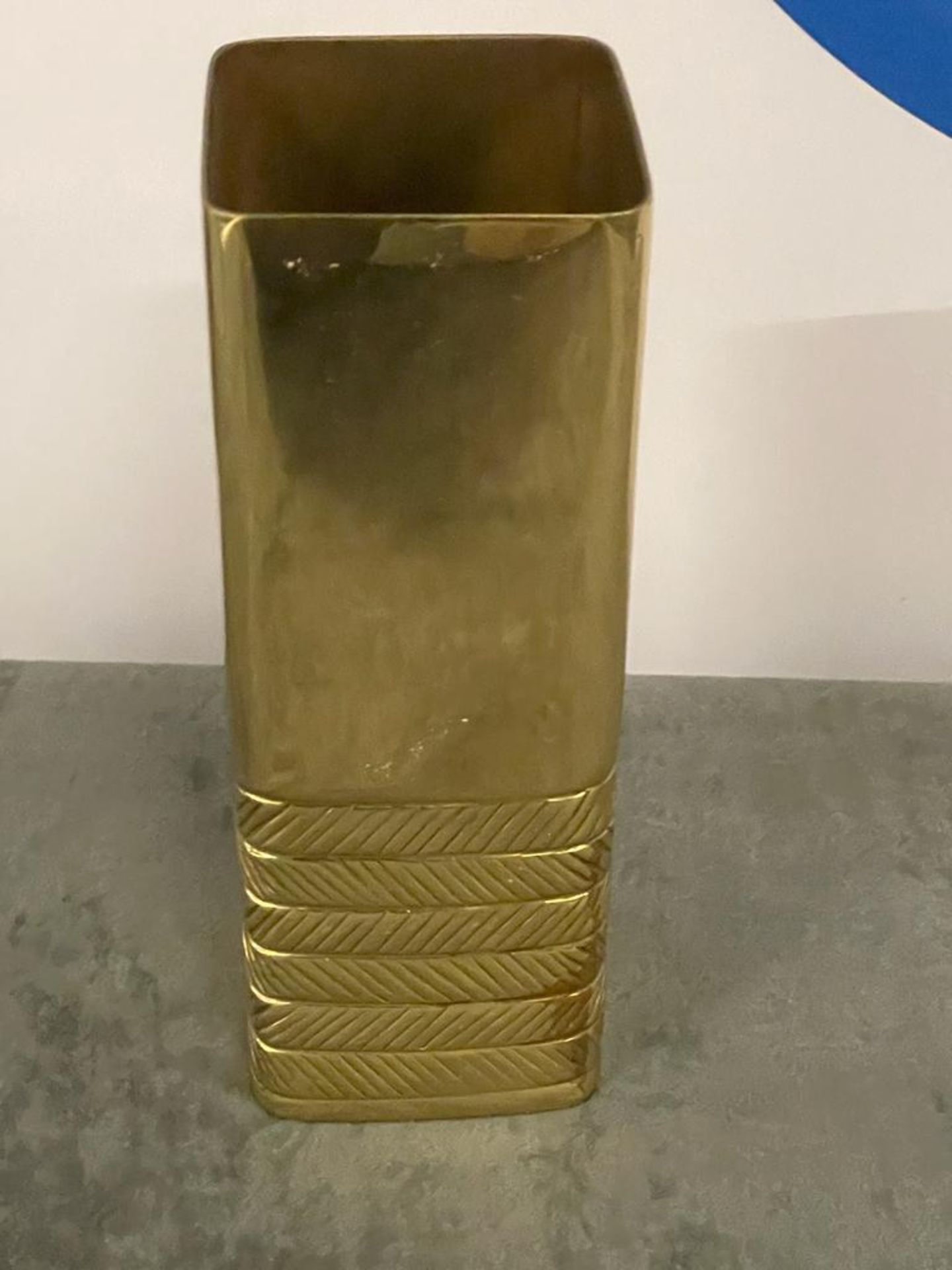 Large Square Shaped Gold Metal Vase 20cm ( CP1302)