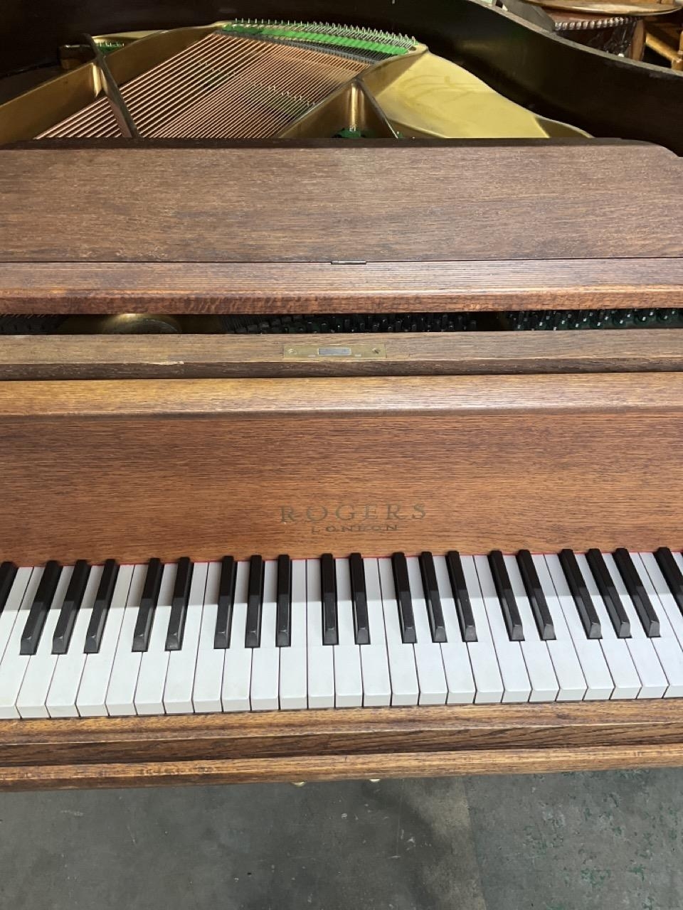 Rogers London Baby Grand Piano The Case Finished In Matt Oak A Good Quality English Piano, Made - Image 6 of 6