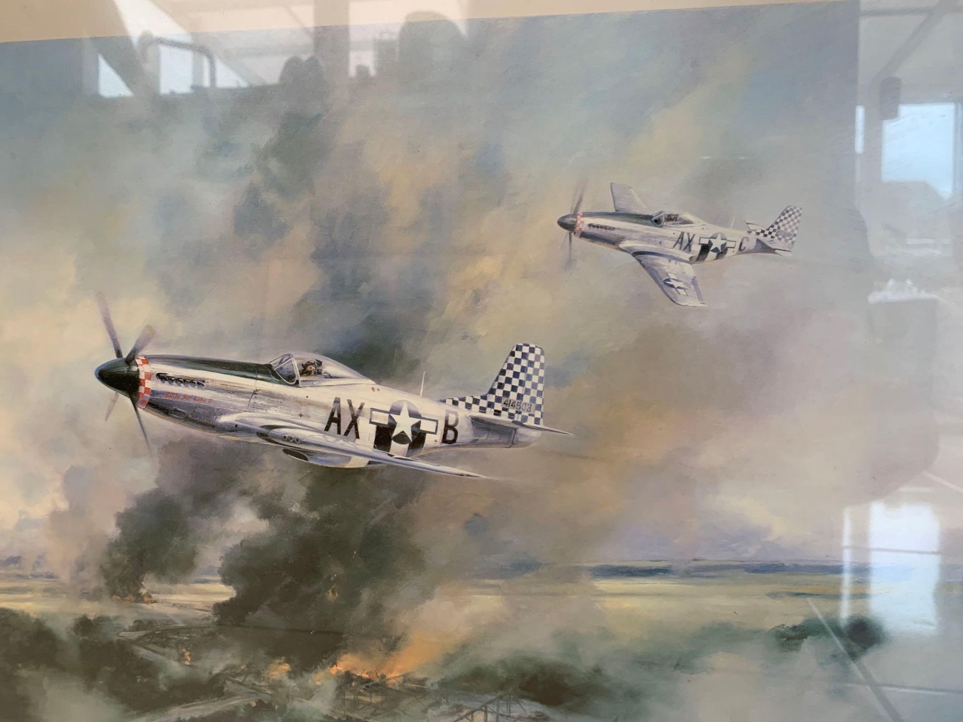 Robert Taylor Art Print P-51 Mustang Signed By Pilot General Russell Berg U.S.A.F 63 x 52cmThe - Image 2 of 5