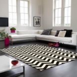 Onix ON13 Zig Zag Mono Rug By Asiatic 100% Cotton Hand Woven Rug Onix Rugs Are Soft To Touch, Strong