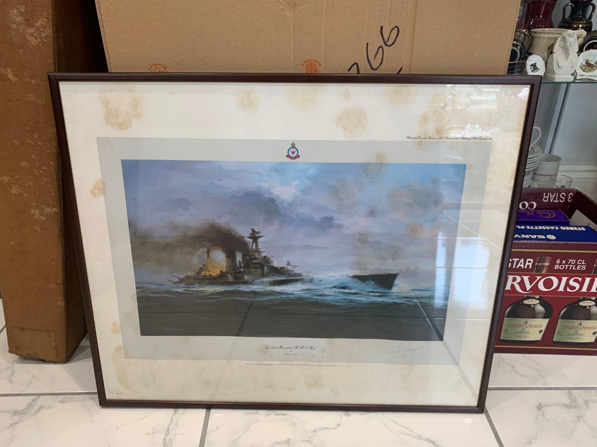 Robert Taylor First Edition Print The Last Moments Of HMS Hood Signed By Lieutenant Ted Briggs RN