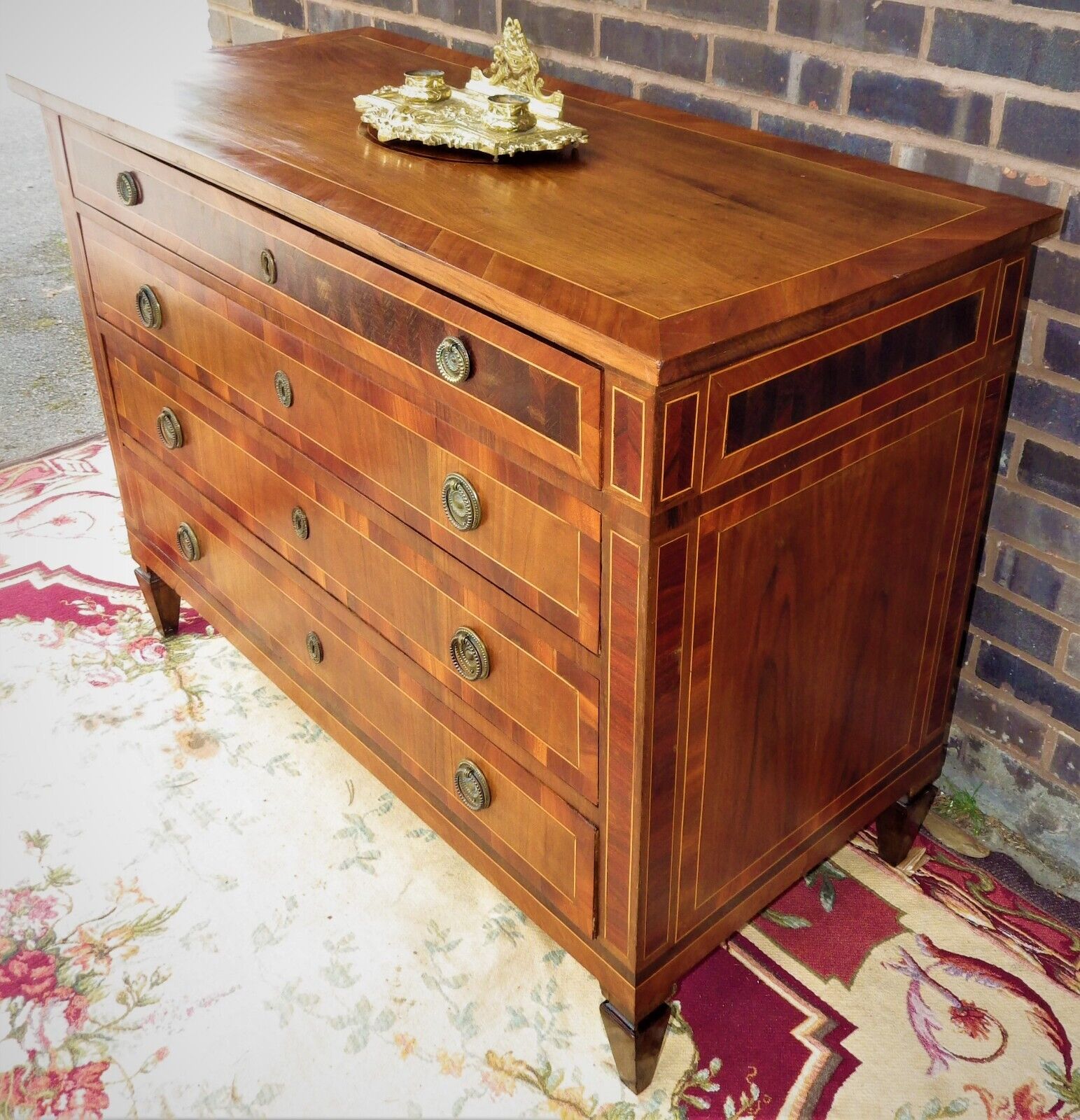 French Louis XV-XVI Transitional Period Commode Chest With Lovely Marquetry Inlay Top The Case In - Image 4 of 19