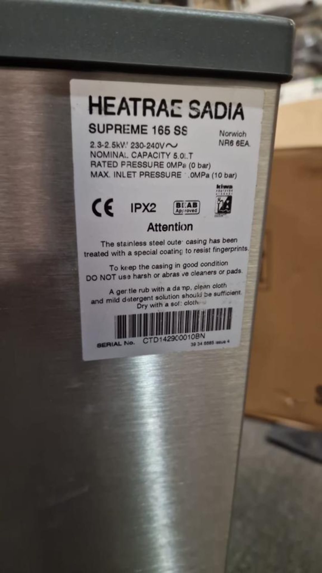 Heatrae 5 Litre Supreme 165 SS Instant Boiling Water Heater Ultra modern fingerprint resistant - Image 2 of 3