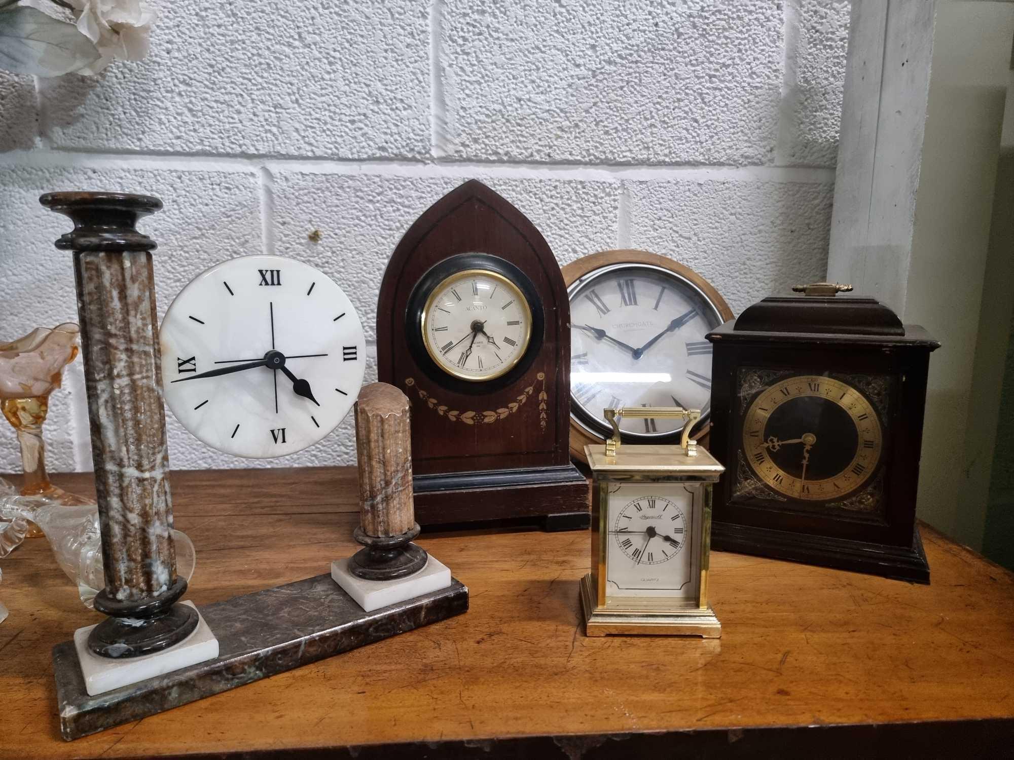 A Collection Of Five Clocks Comprising A Smiths Vintage Bracket Clock A Acanto Clock, Ingersoll