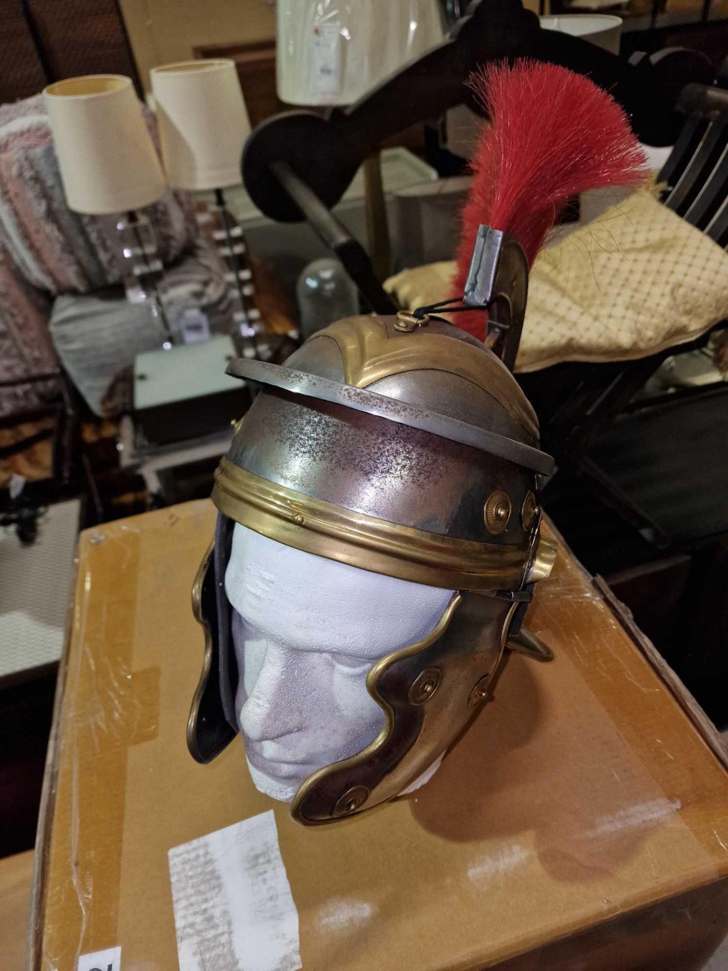 Roman Gladiator Reproduction Helmet Brass Antique Finish Replica - Bild 5 aus 5