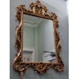 Chippendale Rococo Style Gold Pier Mirror; The Pierced Frame Incorporating C Scrolls, Intertwining