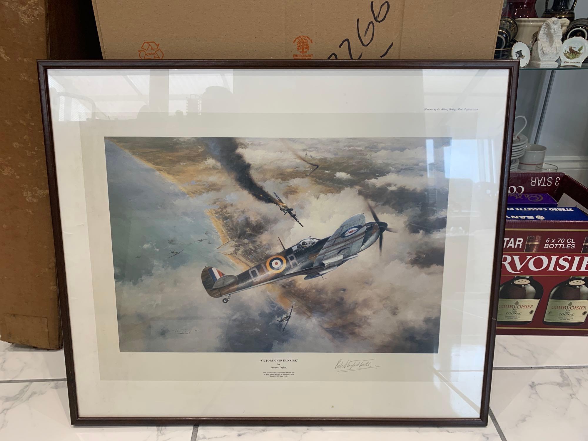 Robert Taylor Signed Art Print Victory Over Dunkirk Signed By Wing Commander Bob Stanford Tuck DSO