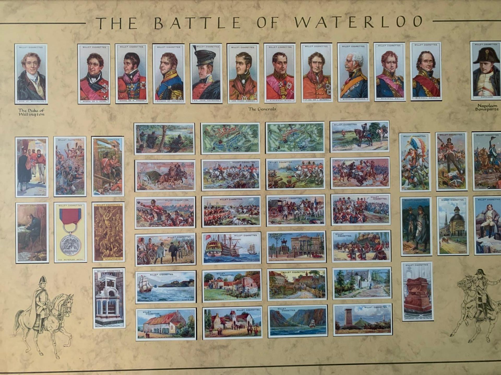 Framed Set Of Wills Cigarette Cards For The Battle Of Waterloo In Timber Frame 70 x 49cm - Bild 2 aus 11