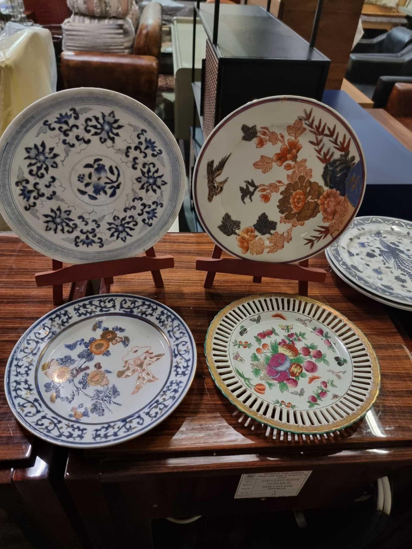 4 x Decorative Plates 26cm Comprising 3 x With Chinese Impressed Mark On Base And The Other A United