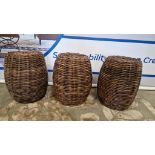 3 x Cilegon Poelet Stool Natural Rattan Kubu Stool 30 x 45cm