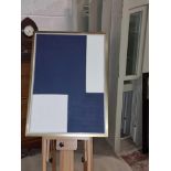 Modern Abstract Framed Acrylic On Canvas Wall Art Blue And White 67 x 92cm