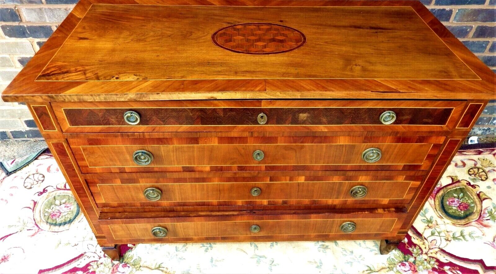 French Louis XV-XVI Transitional Period Commode Chest With Lovely Marquetry Inlay Top The Case In - Image 5 of 19