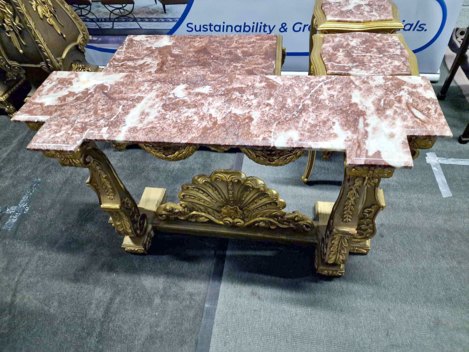 Italian Carved Gilt Wood Rococo Style Console Table The Bevelled Moulded And Thick Rosso Alicante - Image 18 of 24