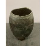 A Handmade Textured Black Vase 13cm High ( CP1312)