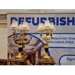 A Very Elegant Pair Of French Louis XVI Style Cobalt Blue And Ormolu Electrified Candelabra Lamps