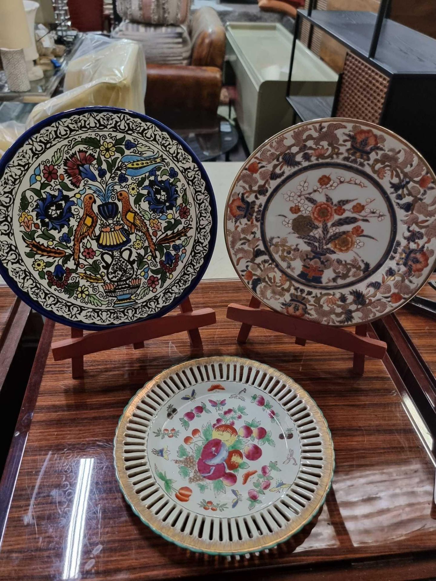 United Wilson JUWC 1897 Decorative Plates 26cm Complete With Two Others One Depicts Chinese