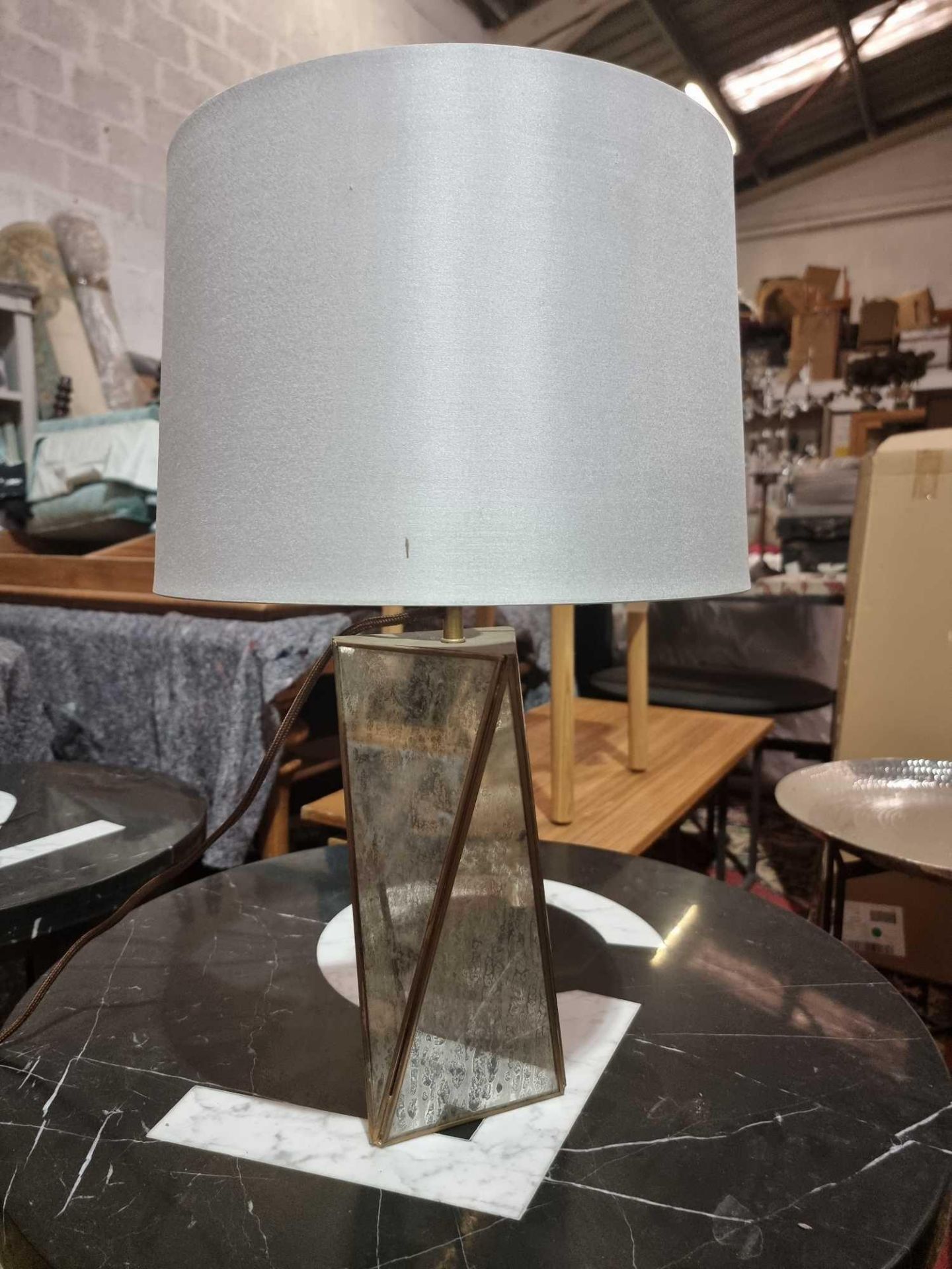 Lexi Mirrored Table Lamp Elongated Triangles Of Glasses Are Fitted Together In A Geometric - Image 2 of 5