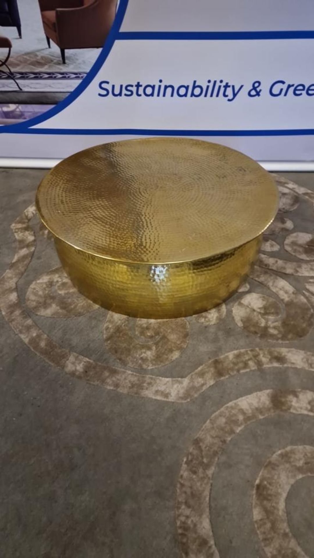 Paloma Gold Hammered Aluminium Coffee Table Ideal As A Centrepiece For Your Relaxation Space, This
