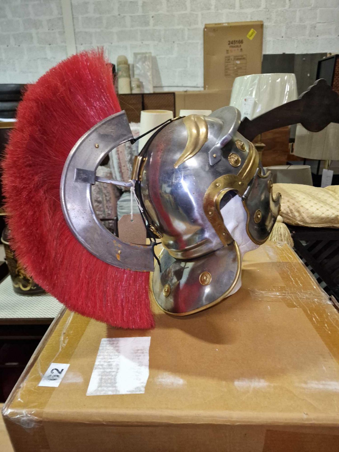 Roman Gladiator Reproduction Helmet Brass Antique Finish Replica - Bild 4 aus 5