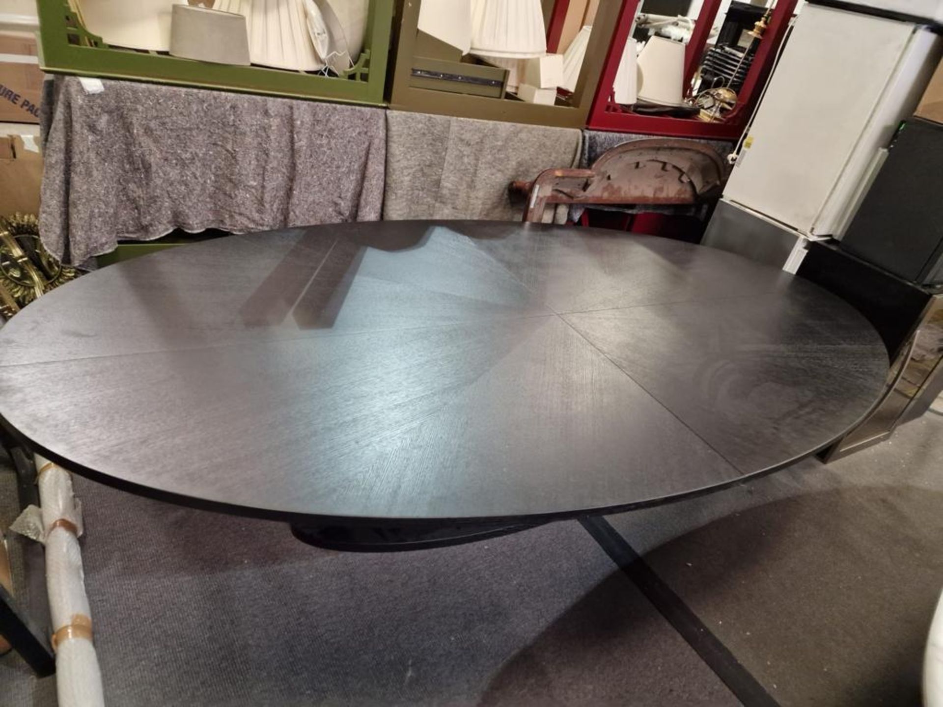 Large Dark wooden table on a solid wooden base 300 x 156 x 72 cm ( significant water damage - Image 2 of 4