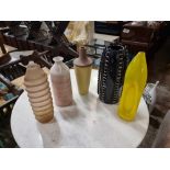 4 x Various Coloured Glass and Ceramic Vases As Photographed