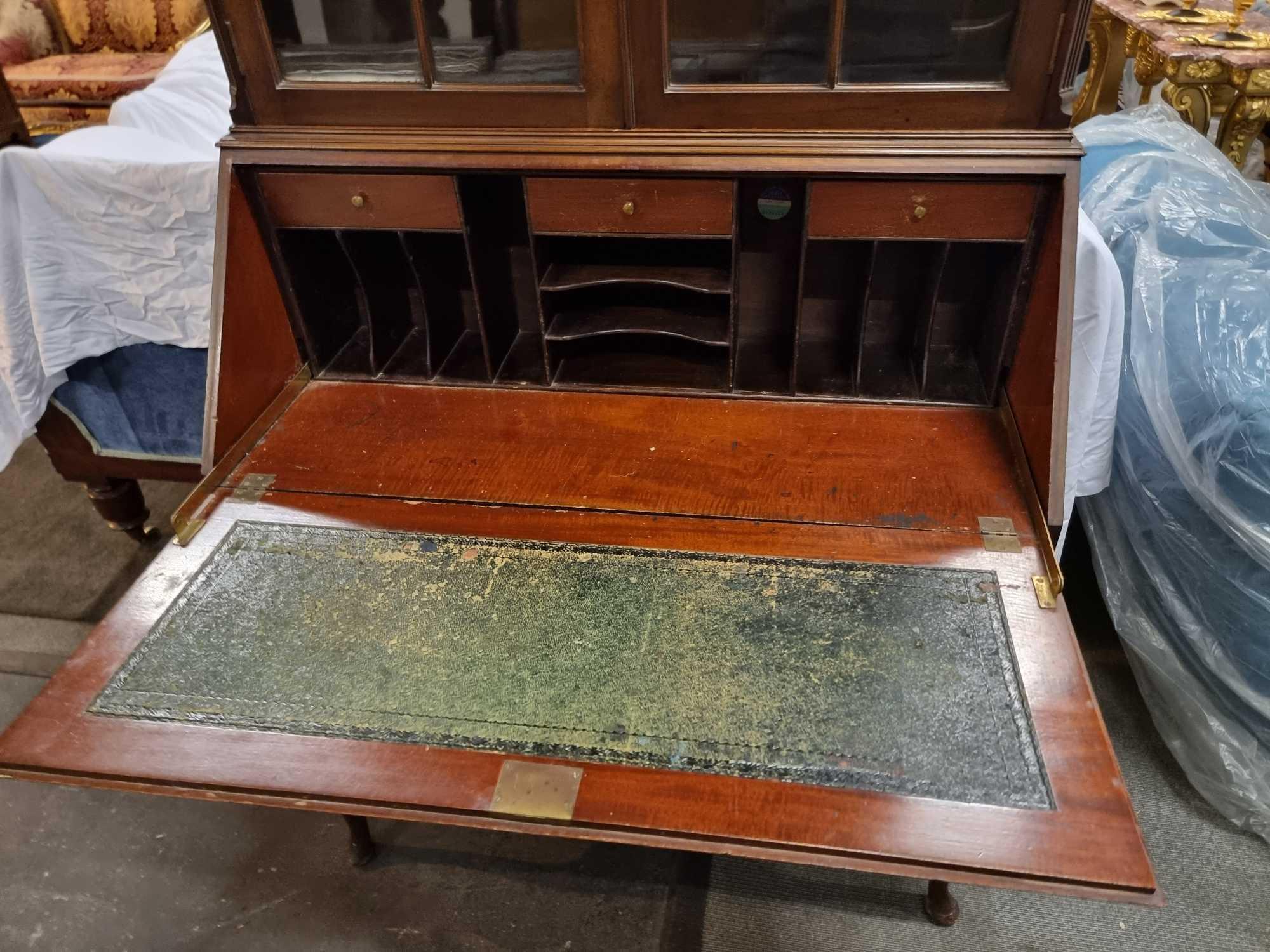 Mahogany Secretaire Bookcase By P E Gane Ltd, 1909-1954, Bristol, Furnishers Surmounted By Double - Image 7 of 15