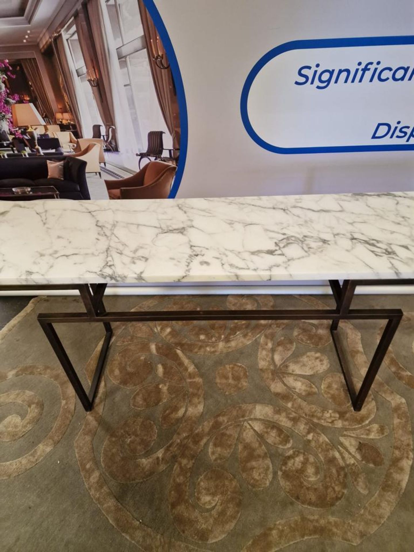 Luxsale Console Table Bronzed Metal Frame With White Carrara Marble Top 170 x 45 x 80cm - Image 3 of 3