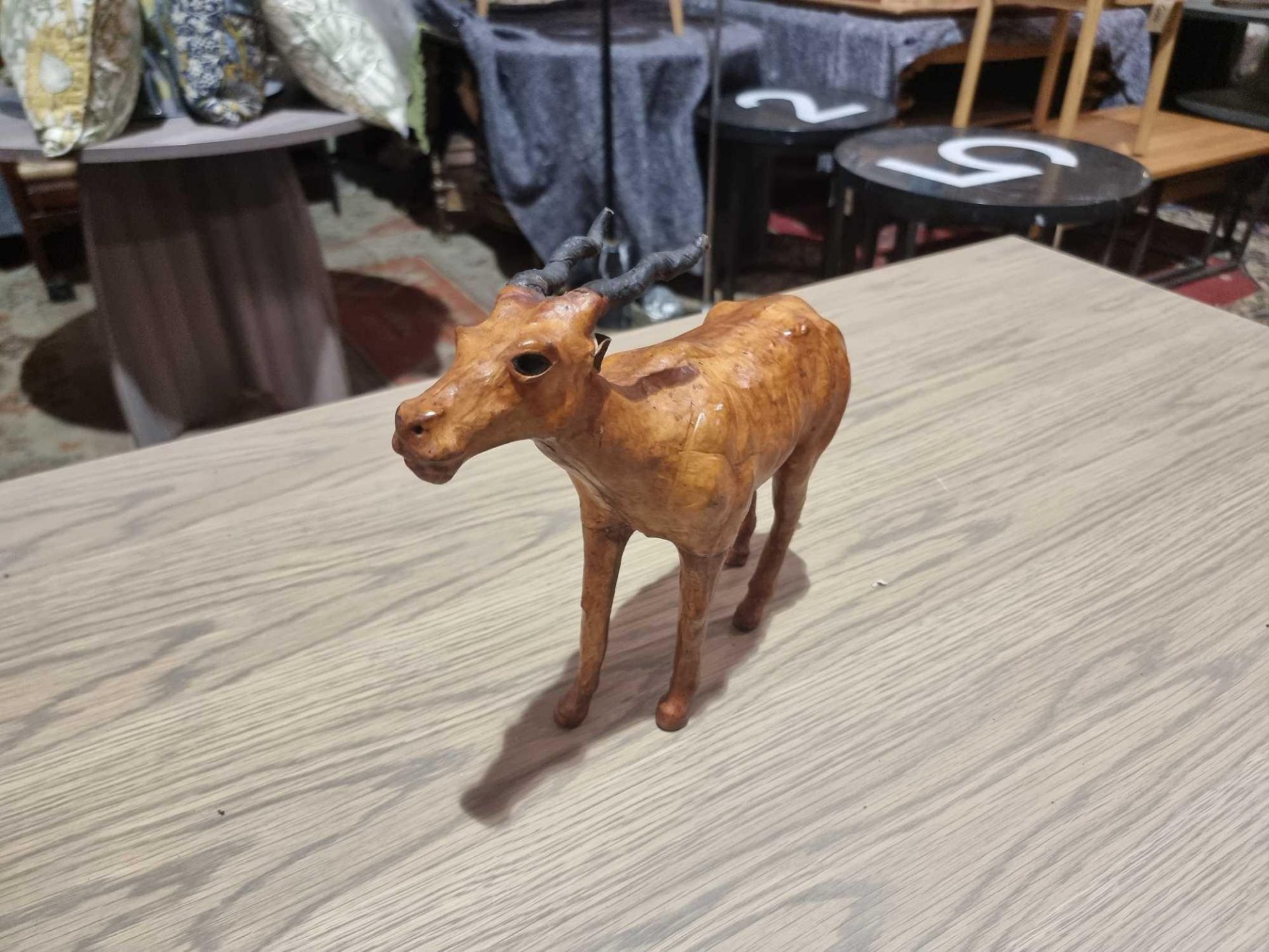 Leather Wrapped Antelope With Glass Eyes Antelope Has Glass Eyes And Is Hand Made With A Layer Of