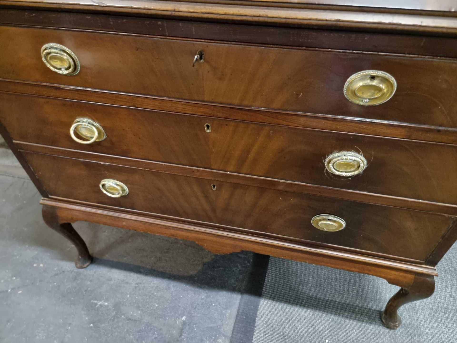 Mahogany Secretaire Bookcase By P E Gane Ltd, 1909-1954, Bristol, Furnishers Surmounted By Double - Image 9 of 15