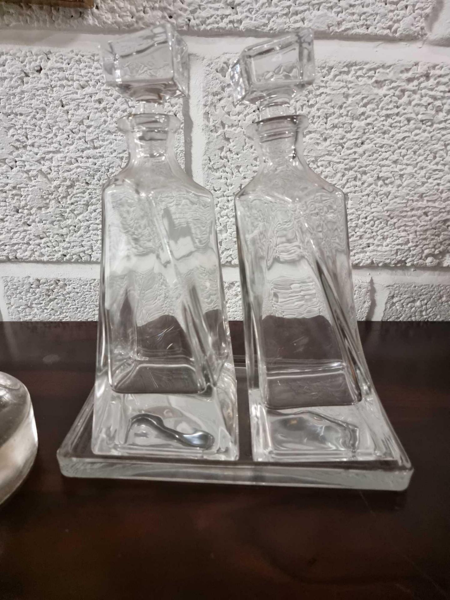 A Collection Of Six Pieces Of Glass Decorative Objets As Photographed To Include A Decanter Set, - Image 5 of 5